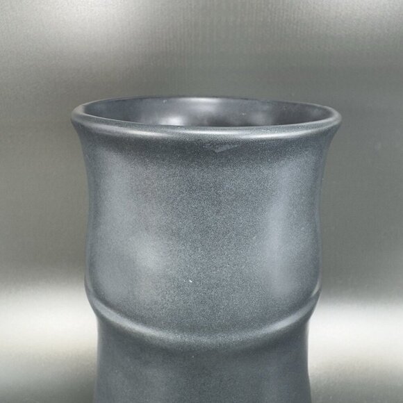 Vintage Hand Made Pottery Vase Vessel Black Glazed With Texture Knobs Signed CCI - Picture 9 of 15